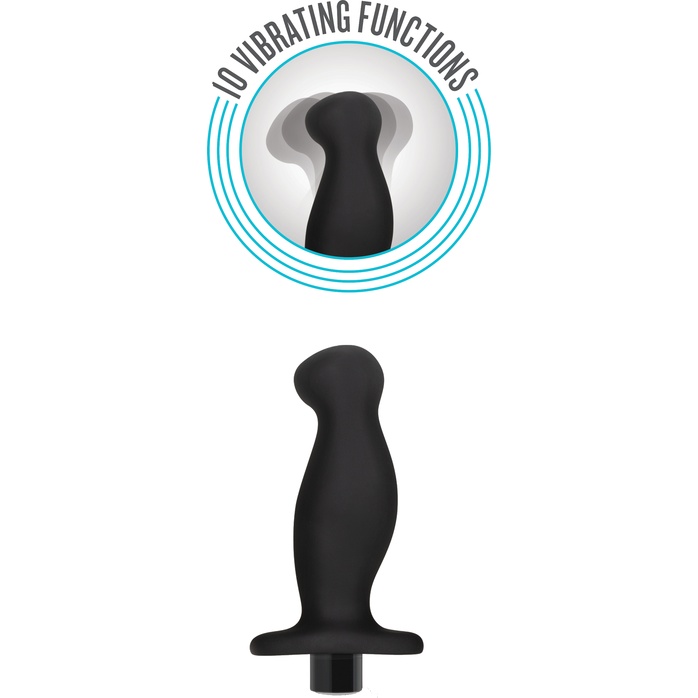 Черный анальный вибромассажёр Silicone Vibrating Prostate Massager 02 - 10,8 см - Anal Adventures Platinum. Фотография 3.