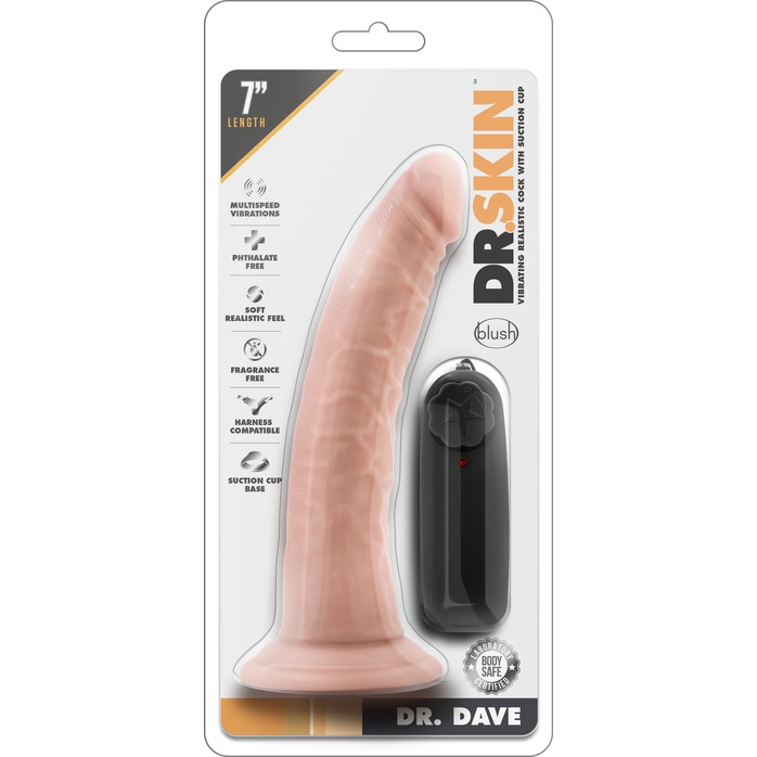 Телесный вибратор-реалистик Dr. Dave 7 Inch Vibrating Cock - 19 см - Dr. Skin. Фотография 2.