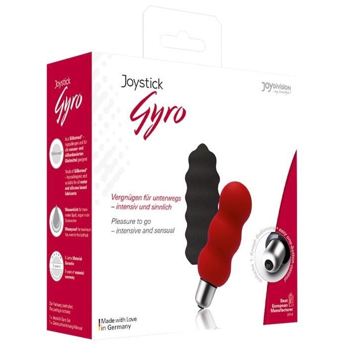 Мощная вибропуля Gyro с двумя сменными насадками - красной и серой. Фотография 3.