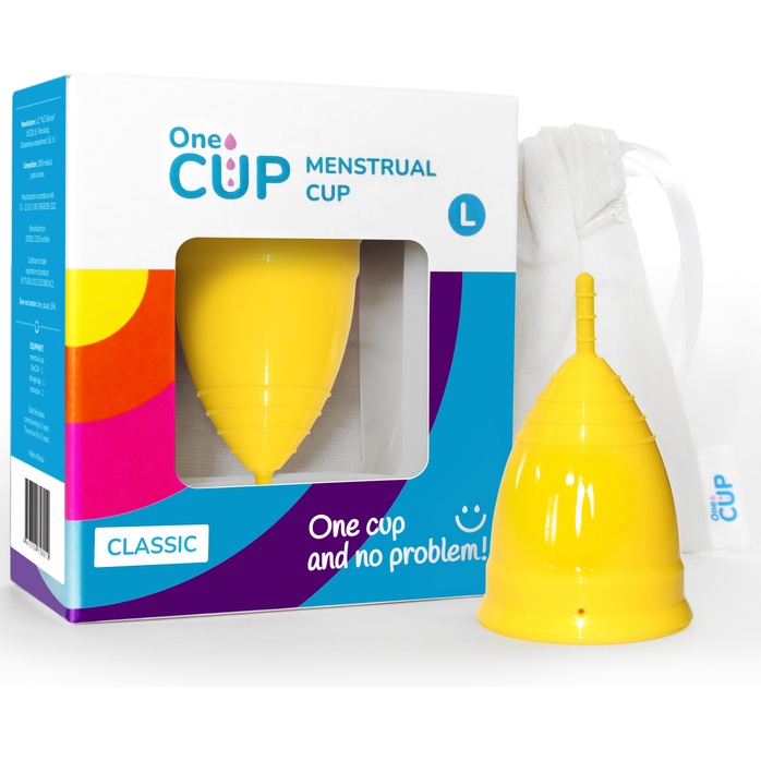 Желтая менструальная чаша OneCUP Classic - размер L. Фотография 2.