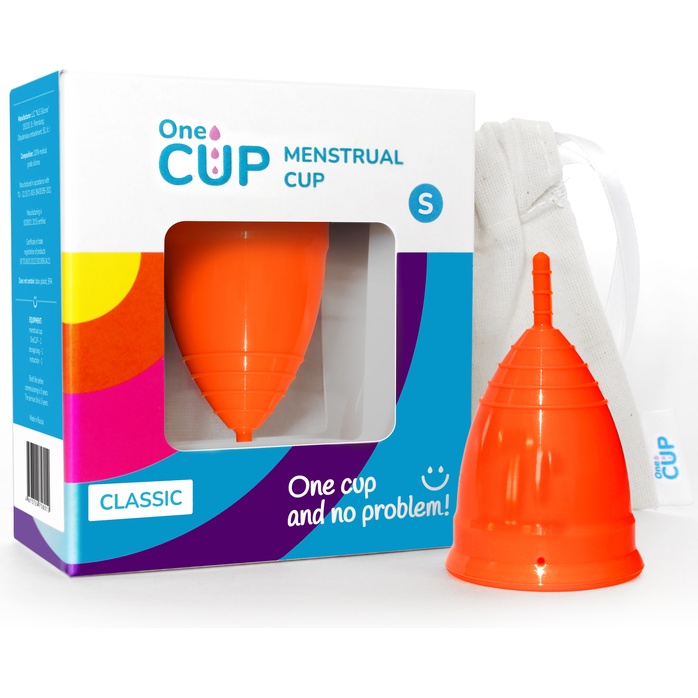 Оранжевая менструальная чаша OneCUP Classic - размер S. Фотография 2.