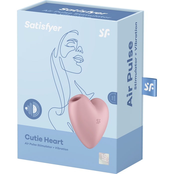 Розовый вибромассажер Cutie Heart с вакуум-волновой стимуляцией. Фотография 2.