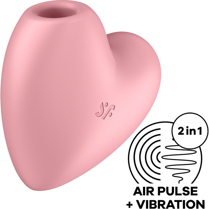 Розовый вибромассажер Cutie Heart с вакуум-волновой стимуляцией. Фотография 3.