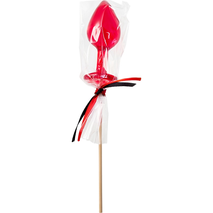 Красный леденец в форме малой анальной пробки со вкусом виски. Фотография 4.