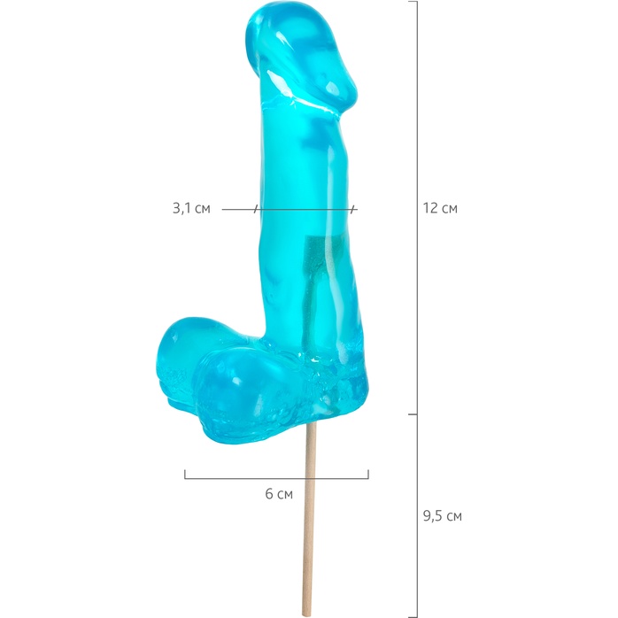 Голубой леденец в форме пениса со вкусом перечной мяты. Фотография 3.
