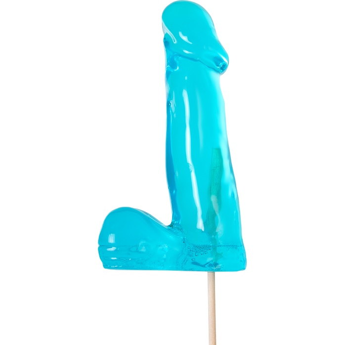 Голубой леденец в форме пениса со вкусом перечной мяты. Фотография 5.