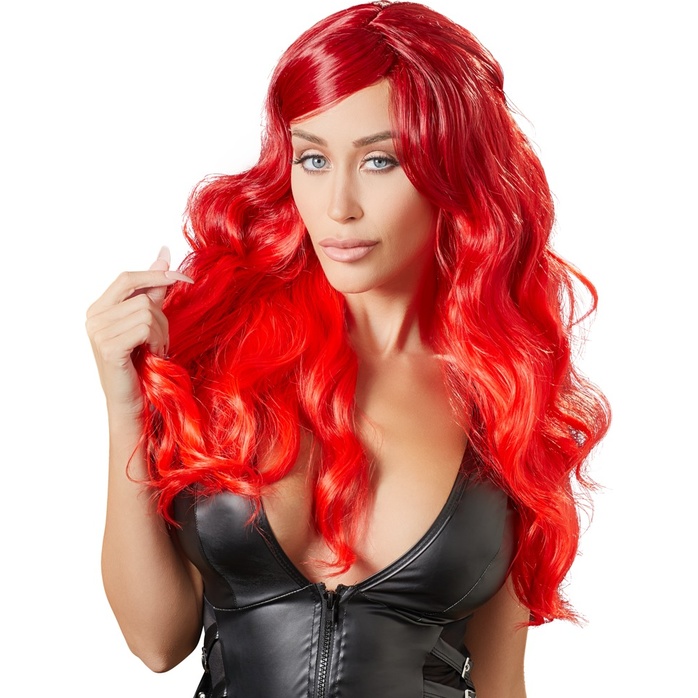 Ярко-красный парик с волнистыми волосами - Cottelli Collection