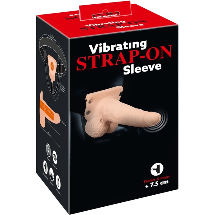 Полый страпон с вибрацией Vibrating Strap-On Sleeve - 17,5 см - You2Toys. Фотография 2.