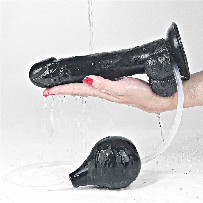 Черный фаллоимитатор Squirt Extreme 9 с имитацией эякуляции - 23 см. Фотография 3.