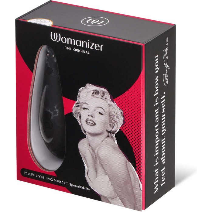 Черный бесконтактный клиторальный стимулятор Womanizer Marilyn Monroe Special Edition. Фотография 11.