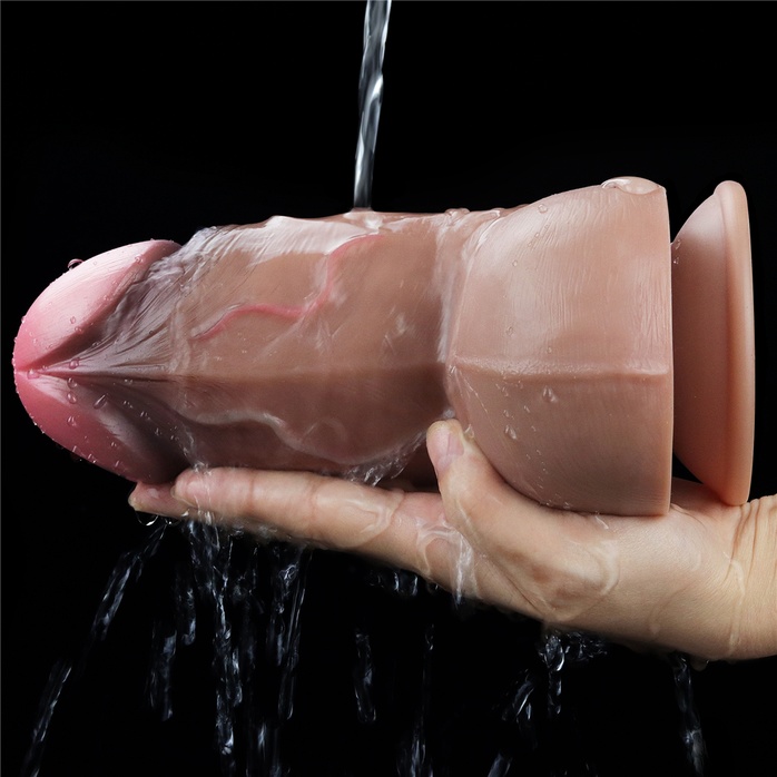 Коричневый фаллоимитатор 7.0 Dual Layered Platinum Silicone Cock - 18,2 см. Фотография 5.