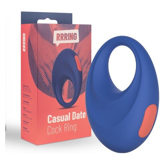 Синее эрекционное кольцо RRRING Casual Date Cock Ring. Фотография 3.