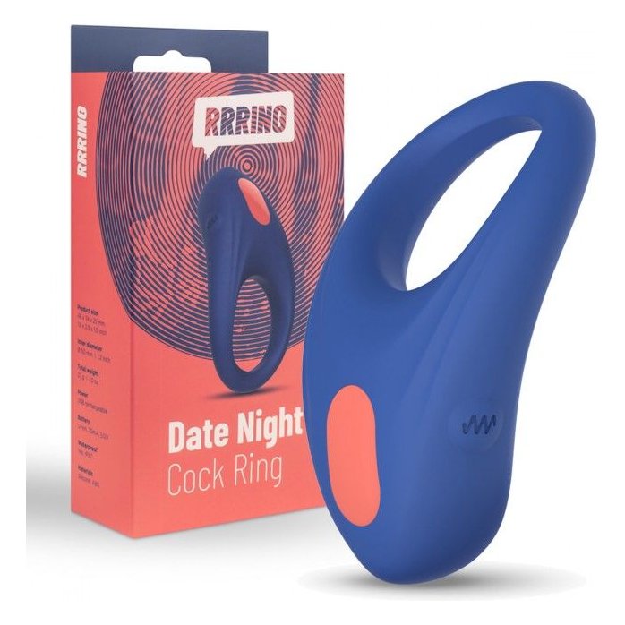 Синее эрекционное кольцо RRRING Date Night Cock Ring. Фотография 3.