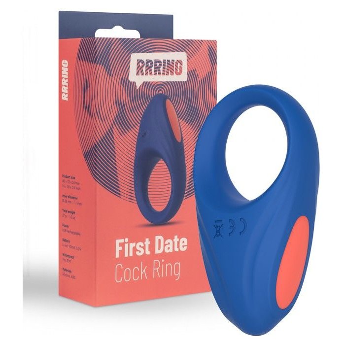 Синее эрекционное кольцо RRRING First Date Cock Ring. Фотография 3.