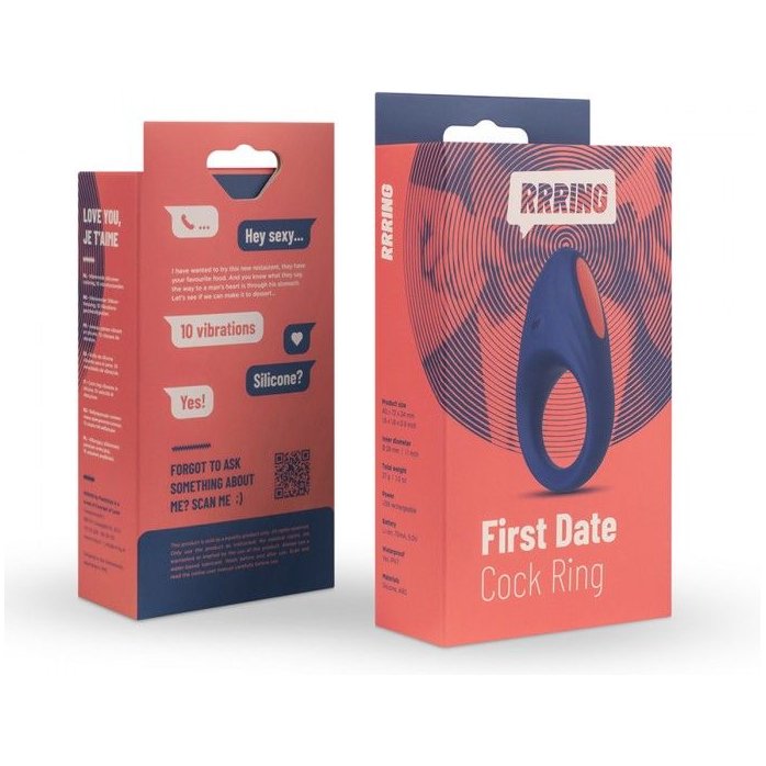 Синее эрекционное кольцо RRRING First Date Cock Ring. Фотография 9.