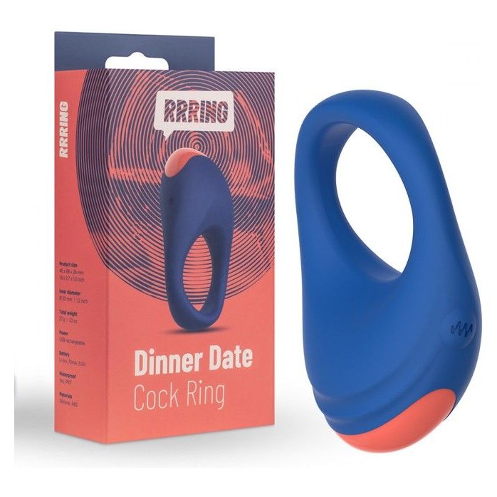 Синее эрекционное кольцо RRRING Dinner Date Cock Ring. Фотография 3.