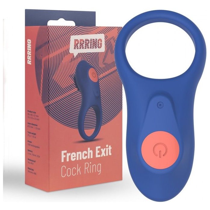 Синее эрекционное кольцо RRRING French Exit Cock Ring. Фотография 3.