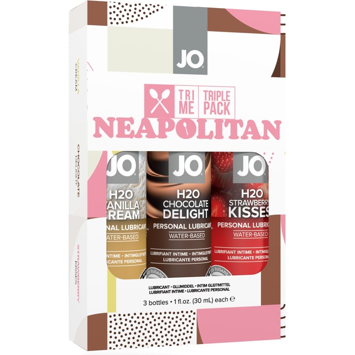 Подарочный набор из 3 вкусовых лубрикантов Neapolitan - JO H2O Flavors