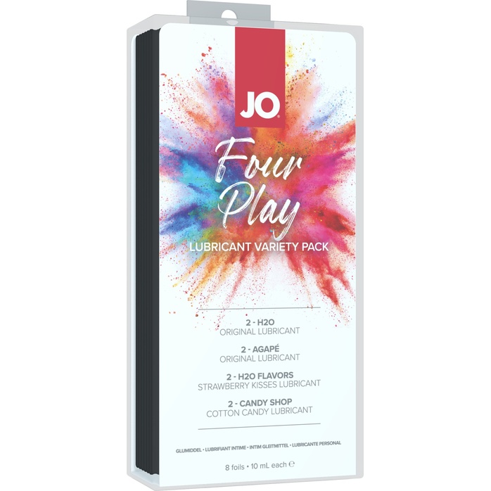 Подарочный набор из 8 саше лубрикантов System JO Four Play - JO H2O Flavors