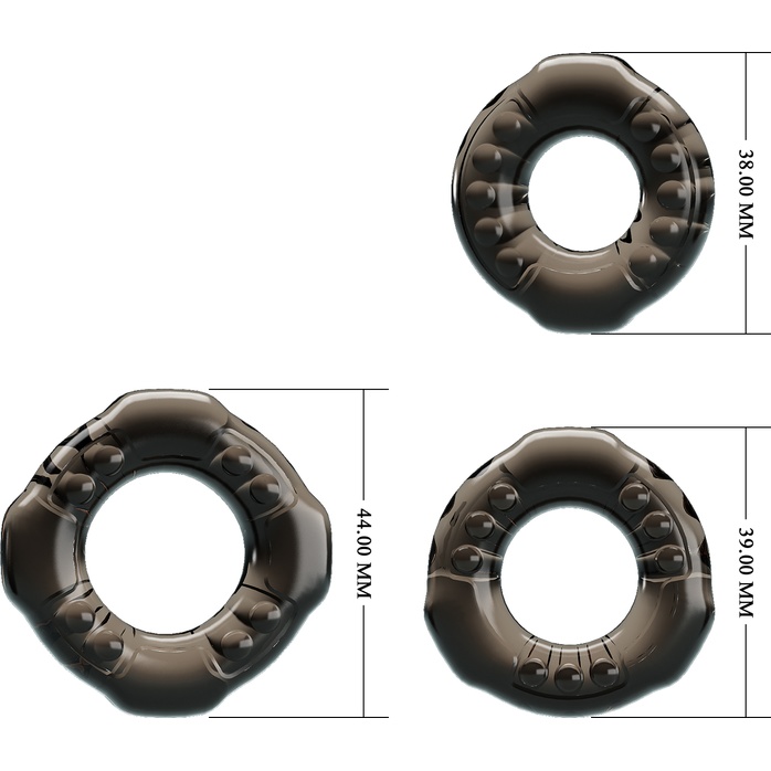 Набор из 3 эластичных дымчатых эрекционных колец. Фотография 4.