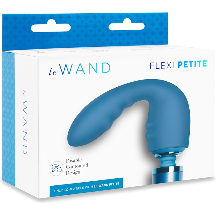 Синяя насадка Flexi для вибратора Le Wand Petite. Фотография 5.