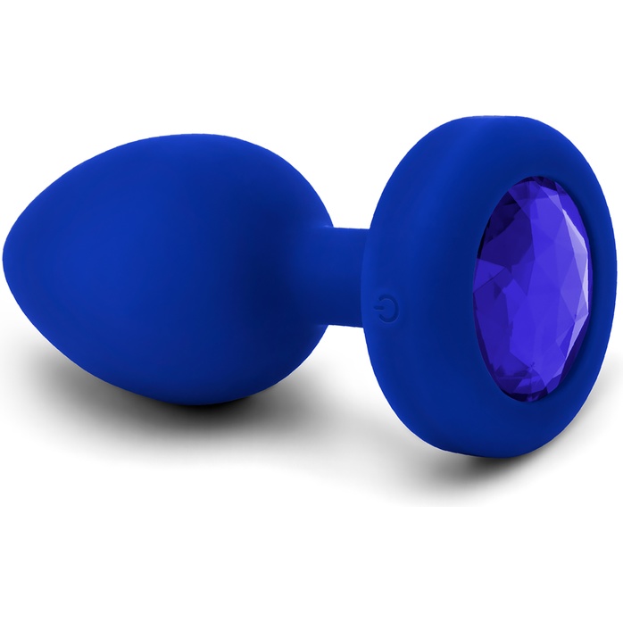 Синяя вибропробка Vibrating Jewel Plug L/XL - 11 см. Фотография 4.