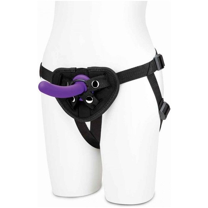 Фиолетовый поясной фаллоимитатор Strap on Harness 5in Dildo Set - 12,25 см. Фотография 5.