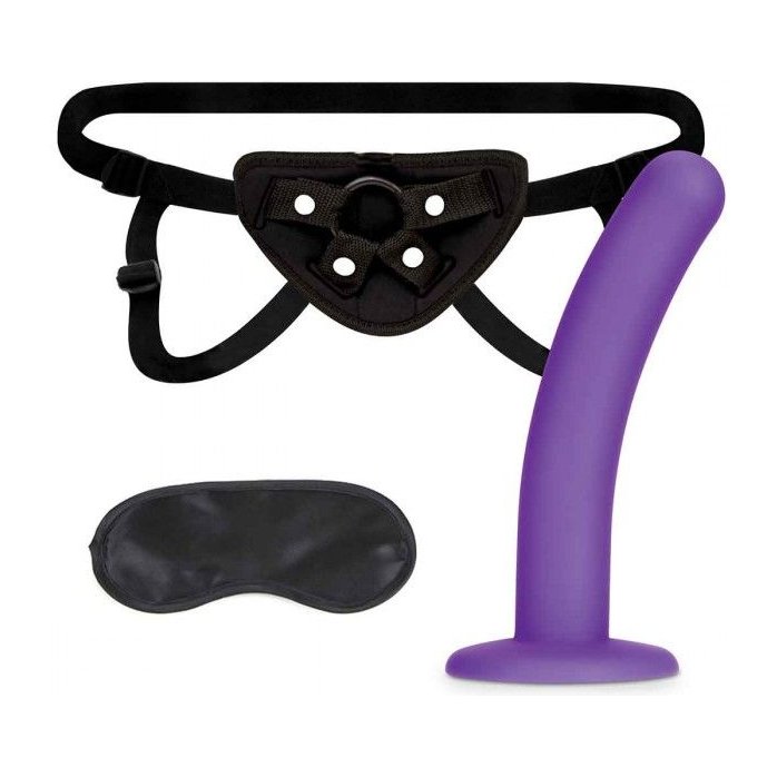 Фиолетовый поясной фаллоимитатор Strap on Harness 5in Dildo Set - 12,25 см