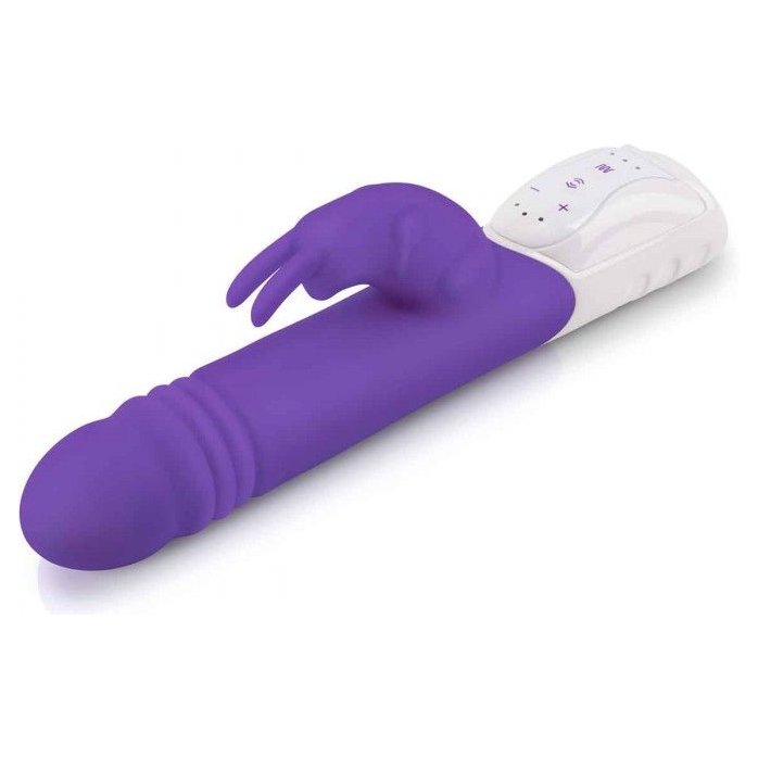 Фиолетовый пульсирующий вибромассажер G-Spot Thrusting Rabbit - 24 см