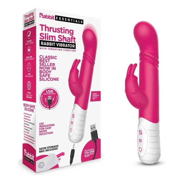 Розовый массажер для G-точки Slim Shaft thrusting G-spot Rabbit - 23 см. Фотография 3.