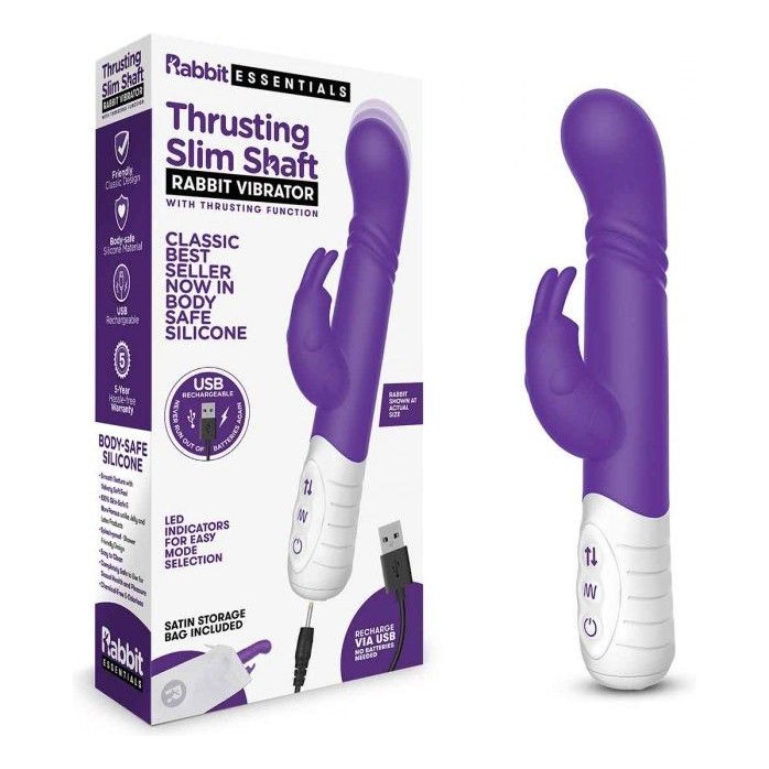 Фиолетовый массажер для G-точки Slim Shaft thrusting G-spot Rabbit - 23 см. Фотография 3.