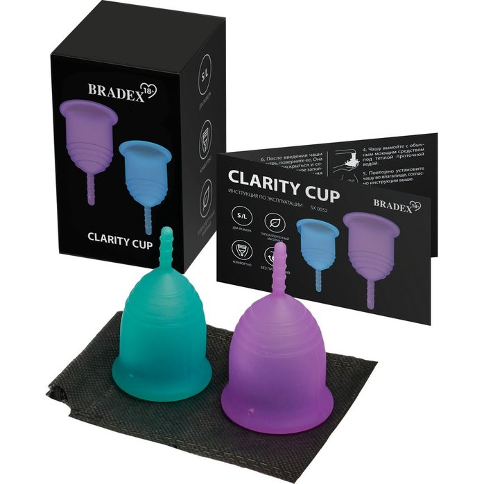 Набор менструальных чаш Clarity Cup (размеры S и L). Фотография 2.