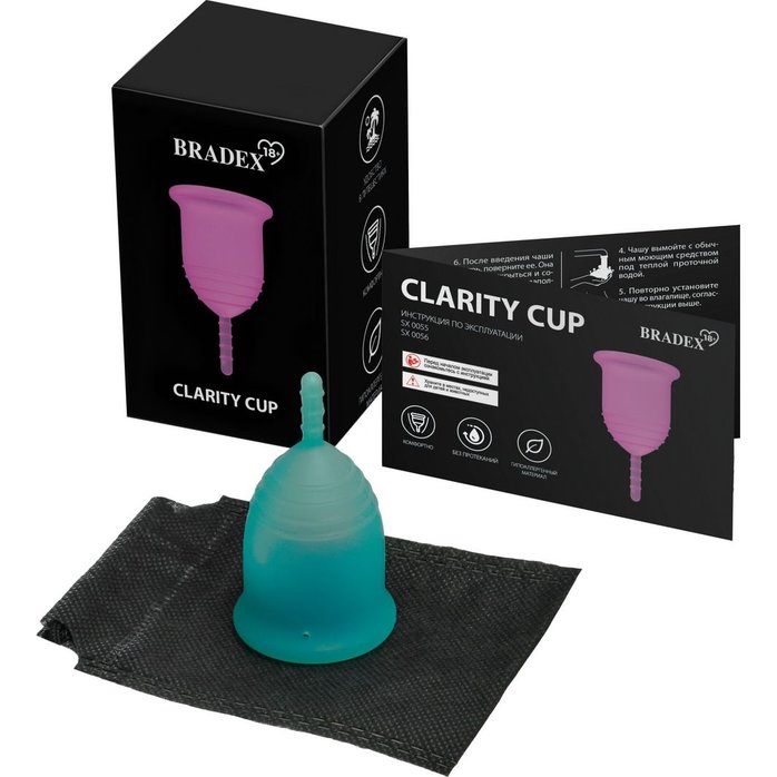 Бирюзовая менструальная чаша Clarity Cup S. Фотография 2.