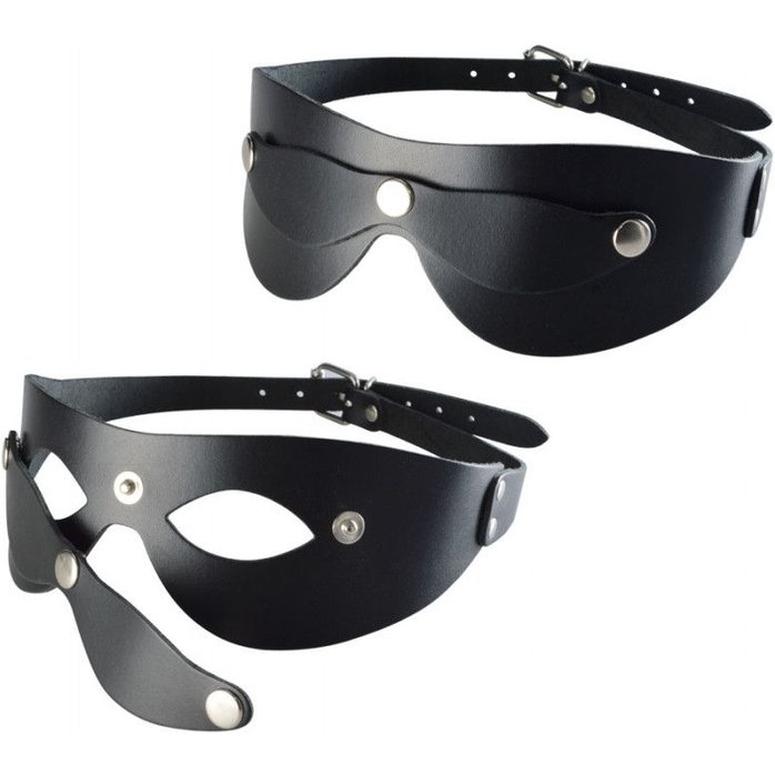 Черная кожаная маска Новичок - BDSM accessories