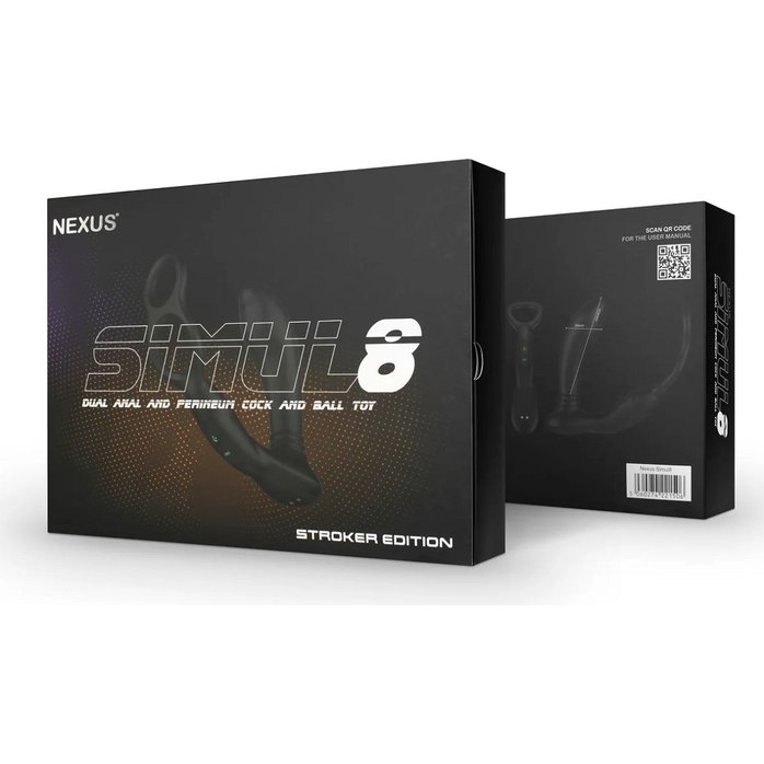 Черный вибромассажер простаты Nexus Simul8 Stroker Edition с кольцами для пениса и мошонки. Фотография 3.