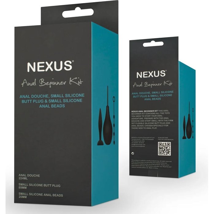 Анальный набор Nexus Anal Beginner Kit: пробка, душ и шарики. Фотография 3.