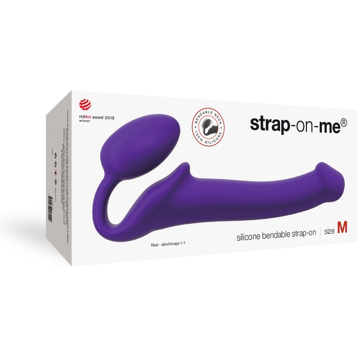 Фиолетовый безремневой страпон Silicone Bendable Strap-On - size M. Фотография 4.