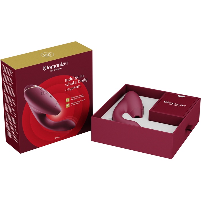 Бордовый бесконтактный клиторальный стимулятор Womanizer Duo 2. Фотография 6.