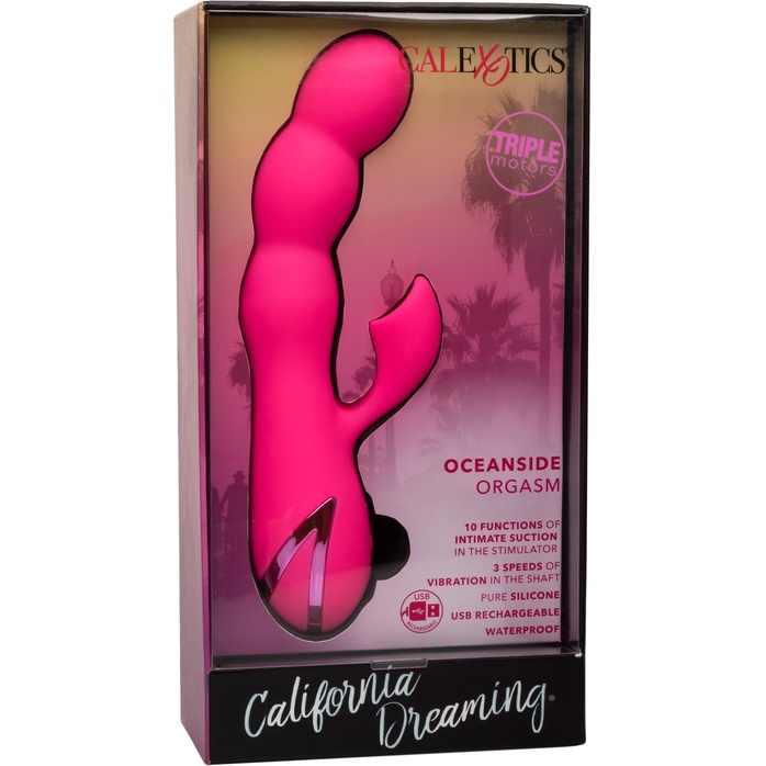Розовый вибромассажер-кролик Oceanside Orgasm - California Dreaming. Фотография 11.