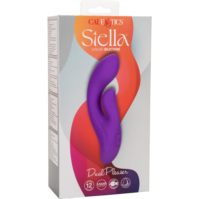 Фиолетовый вибратор-кролик Stella Liquid Silicone Dual Pleaser - 17,25 см - Stella. Фотография 9.
