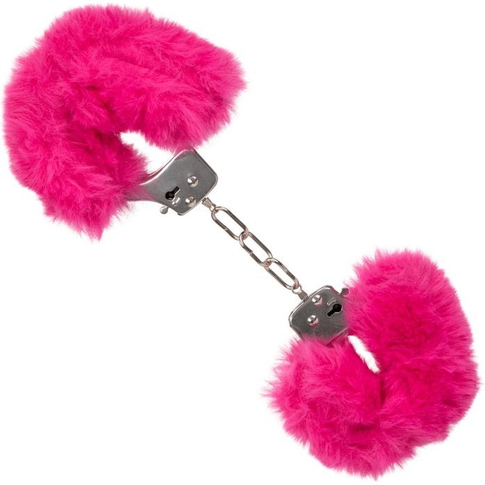 Металлические наручники с розовым мехом Ultra Fluffy Furry Cuffs. Фотография 4.
