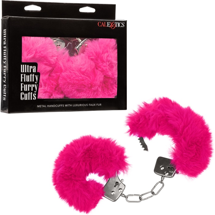 Металлические наручники с розовым мехом Ultra Fluffy Furry Cuffs. Фотография 8.