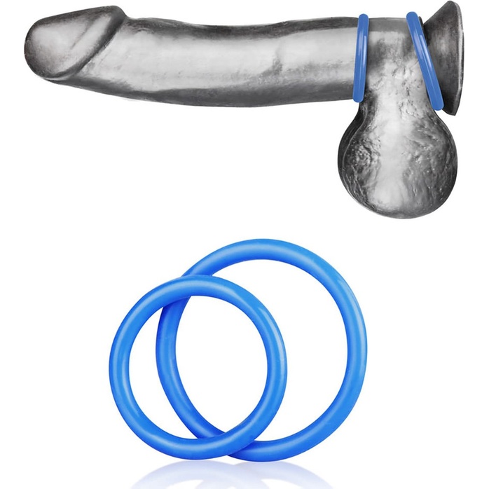 Набор из двух голубых силиконовых колец разного диаметра SILICONE COCK RING SET