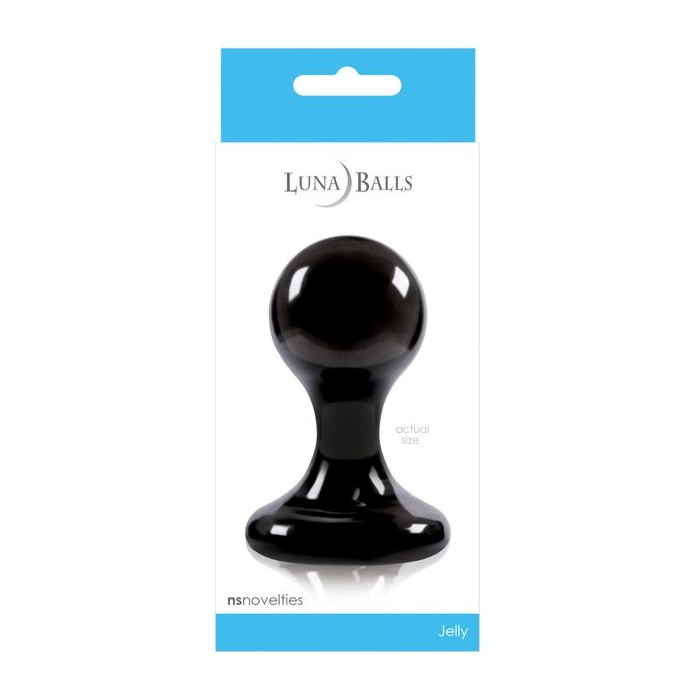 Чёрная анальная пробка среднего размера Luna Balls на присоске - 8,5 см - Luna Balls. Фотография 2.