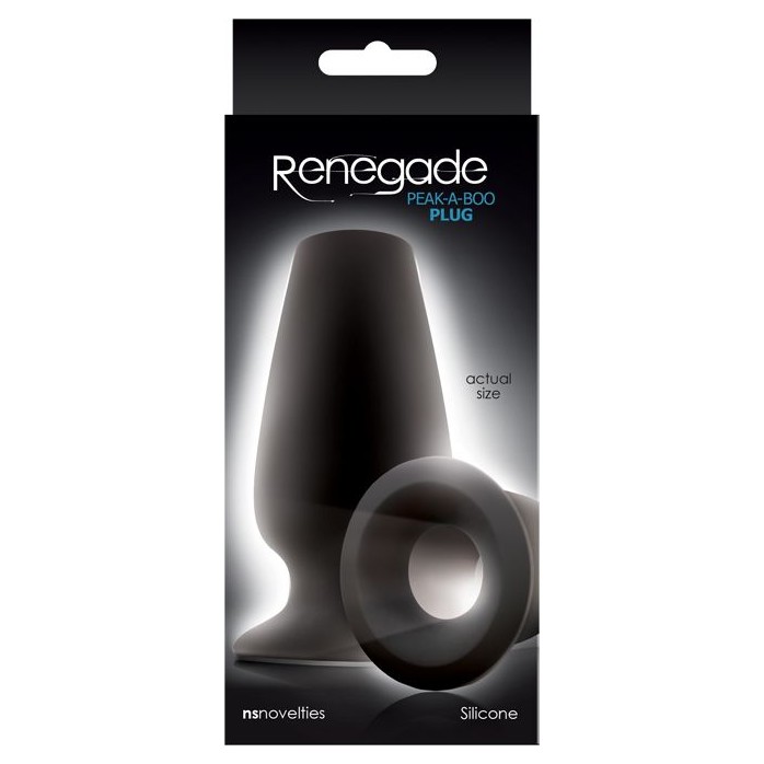 Чёрная анальная пробка с отверстием Renegade Peak A Boo - 10,1 см - Renegade