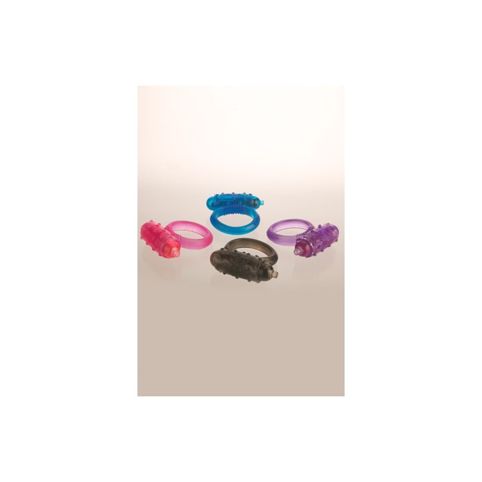Набор разноцветных эрекционных колец MINI ONE TOUCH COCKRING с вибрацией - Pipedream Products. Фотография 2.