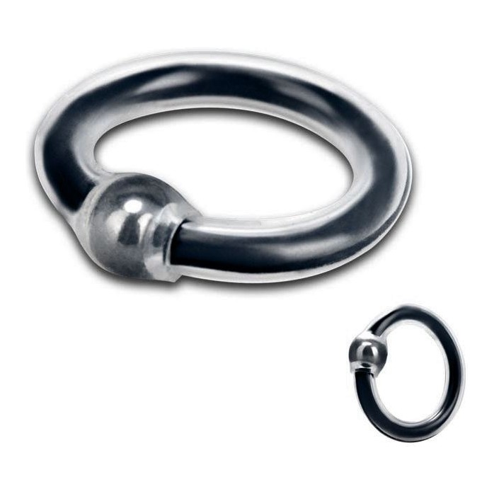 Чёрное эрекционное кольцо на пенис с шариком в прозрачной оболочке