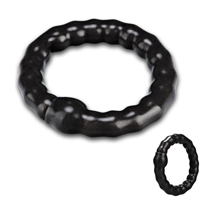 Большое черное кольцо на пенис с шариками