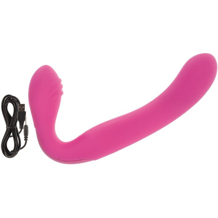Розовый перезаряжаемый водонепроницаемый страпон Rechargeable Silicone Love Rider Strapless Strap-On - Love Rider