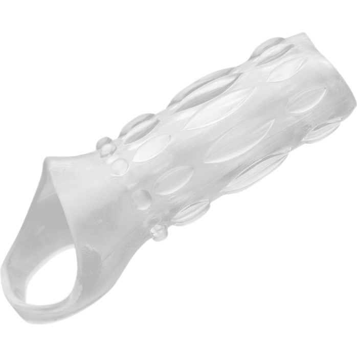 Насадка на пенис с кольцом для мошонки Clear Sensations Enhancer Sex Sleeve - 11,5 см - Size Matters